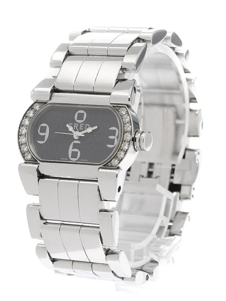 Fred Move One Fd012112 Side Diamond Black Dial Quartz Ladies Watch943334
